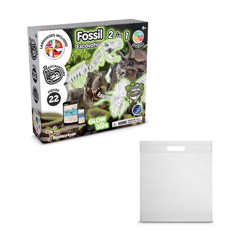 2 IN 1 FOSSIL EXCAVATION KIT IV. Vzdělávací hra dodáváno s dárkovým sáčkem z netkané textilie (80 g/m²), bílá