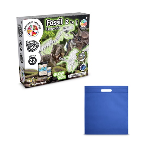 2 IN 1 FOSSIL EXCAVATION KIT IV. Vzdělávací hra dodáváno s dárkovým sáčkem z netkané textilie (80 g/m²), královská modrá