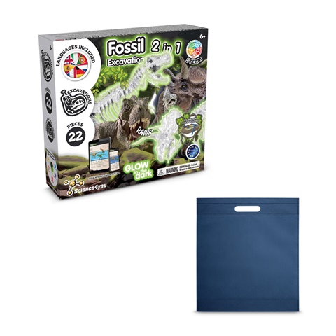 2 IN 1 FOSSIL EXCAVATION KIT IV. Vzdělávací hra dodáváno s dárkovým sáčkem z netkané textilie (80 g/m²), modrá