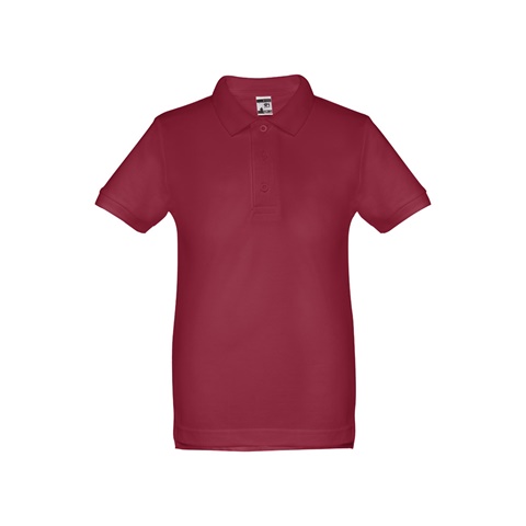 ADAM KIDS. Bavlněné polo tričko s krátkým rukávem pro děti (unisex), bordó, 10