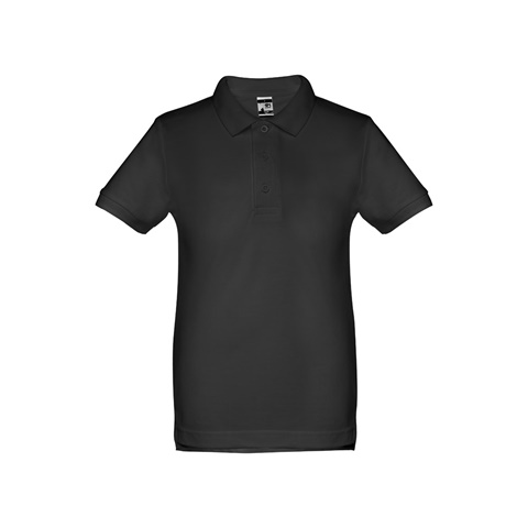 ADAM KIDS. Bavlněné polo tričko s krátkým rukávem pro děti (unisex), černá, 10