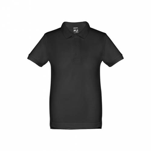 ADAM KIDS. Bavlněné polo tričko s krátkým rukávem pro děti (unisex), černá, 10