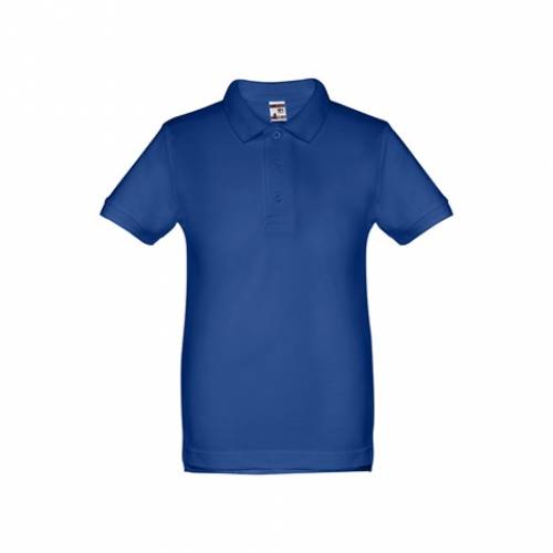 ADAM KIDS. Bavlněné polo tričko s krátkým rukávem pro děti (unisex), královská modrá, 10