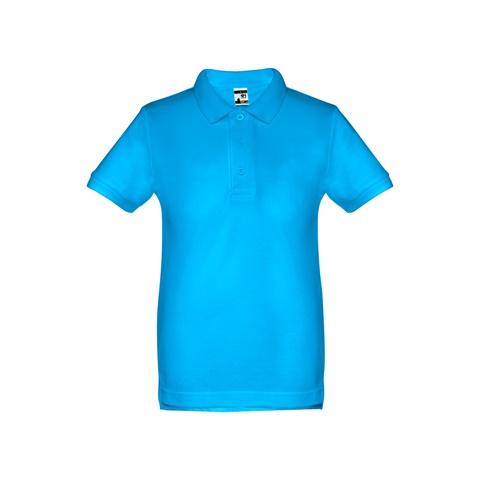 ADAM KIDS. Bavlněné polo tričko s krátkým rukávem pro děti (unisex), modrá aqua, 10