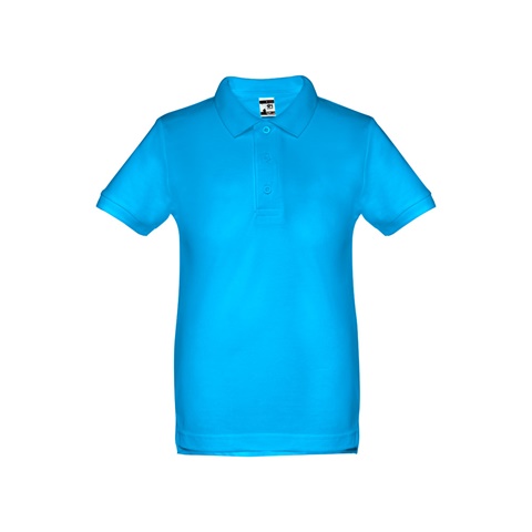 Modrá aqua ADAM KIDS. Bavlněné polo tričko s krátkým rukávem pro děti (unisex), modrá aqua, 10