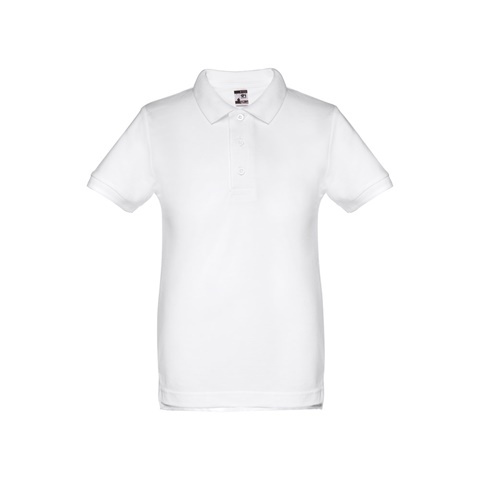 ADAM KIDS WH. Dětské polo tričko s krátkým rukávem (unisex). Bílá barva, bílá, 10