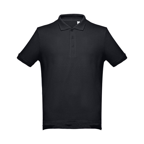 ADAM. Pánské bavlněné polo tričko s krátkým rukávem, černá, L