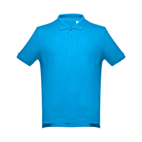 ADAM. Pánské bavlněné polo tričko s krátkým rukávem, modrá aqua, L