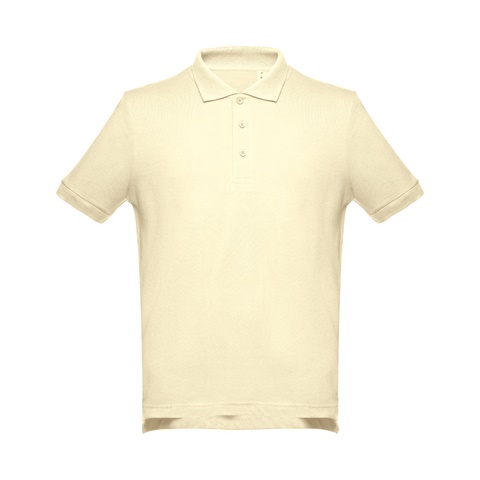 ADAM. Pánské bavlněné polo tričko s krátkým rukávem, pastelově žlutá, L