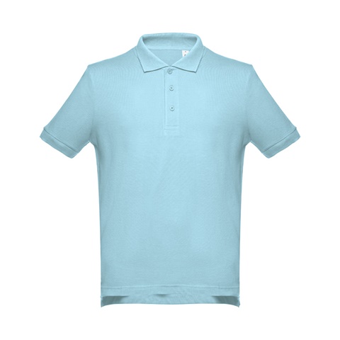 ADAM. Pánské bavlněné polo tričko s krátkým rukávem, světle modrá, L