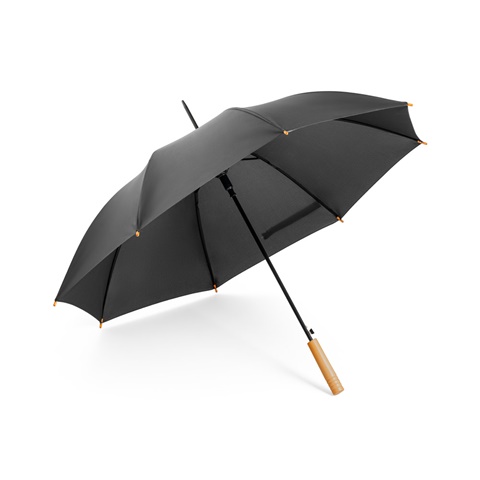 APOLO. PET (100% rPET) pongee deštník s automatickým otevíráním, černá