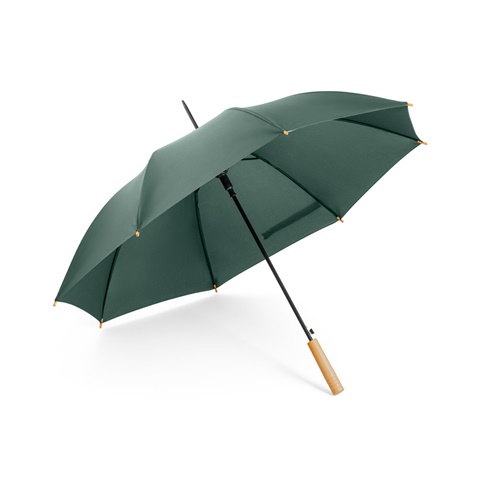 APOLO. PET (100% rPET) pongee deštník s automatickým otevíráním, tmavě zelená