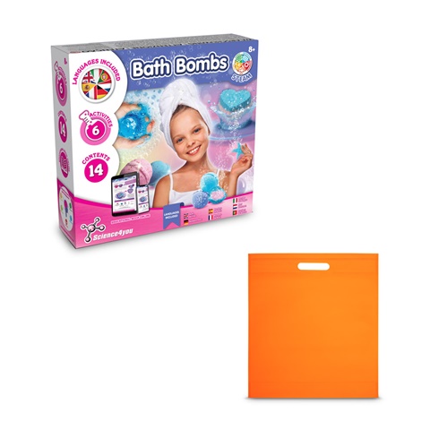 BATH BOMBS KIT IV. Vzdělávací hra dodáváno s dárkovým sáčkem z netkané textilie (80 g/m²), oranžová