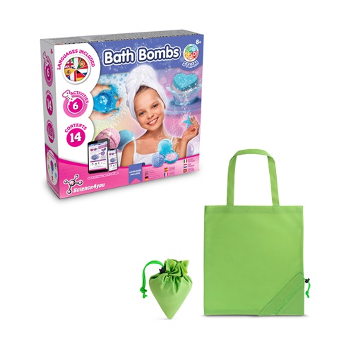 BATH BOMBS KIT V. Vzdělávací hra dodáváno se skládací dárkovou taškou 190T, světle zelená