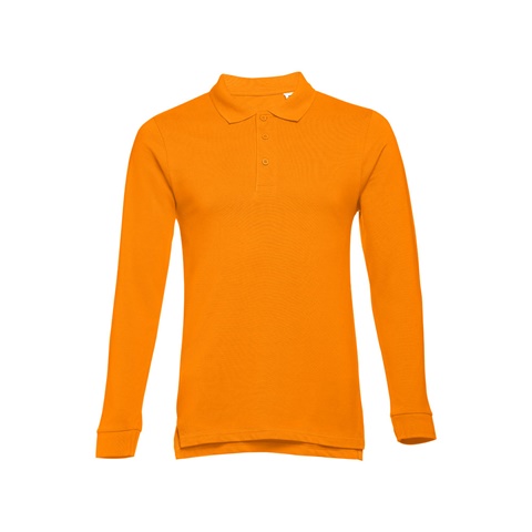 BERN. Pánské polo tričko s dlouhým rukávem z mykané bavlny, oranžová, L