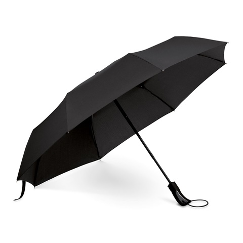 CAMPANELA. Deštník z ponžé 190T s automatickým otevíráním a zavíráním, černá