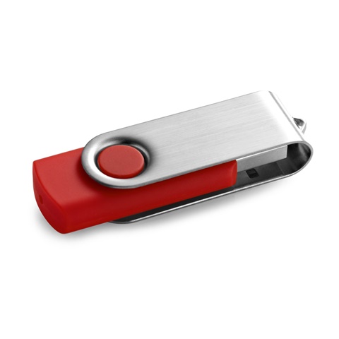 CLAUDIUS 16GB. USB flash disk 16 GB s kovovým klipem, červená