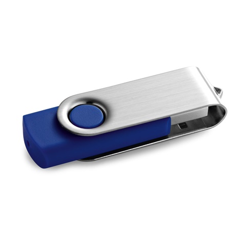 CLAUDIUS 16GB. USB flash disk 16 GB s kovovým klipem, královská modrá