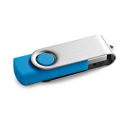 CLAUDIUS 16GB. USB flash disk 16 GB s kovovým klipem, světle modrá