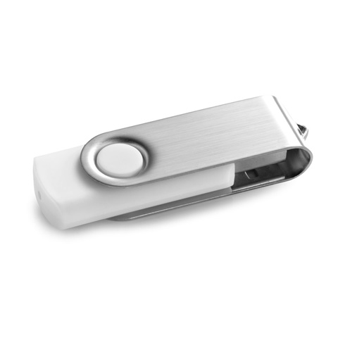 CLAUDIUS 4GB. 4 GB USB flash disk s kovovým klipem, bílá