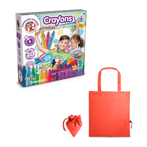 CRAYON FACTORY KIT II. Vzdělávací hra dodáváno se skládací dárkovou taškou 190T, červená