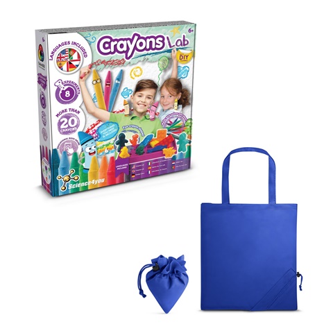 CRAYON FACTORY KIT II. Vzdělávací hra dodáváno se skládací dárkovou taškou 190T, královská modrá