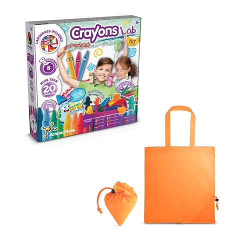 CRAYON FACTORY KIT II. Vzdělávací hra dodáváno se skládací dárkovou taškou 190T, oranžová