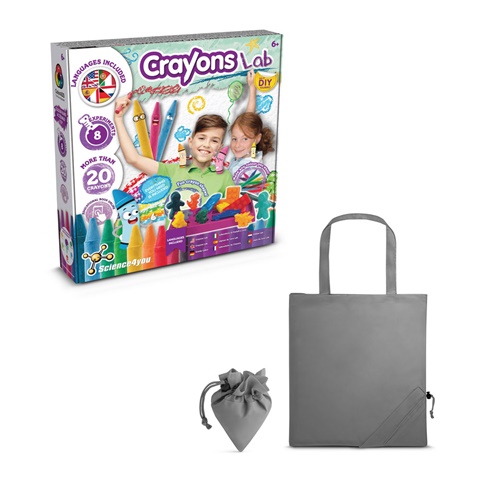 CRAYON FACTORY KIT II. Vzdělávací hra dodáváno se skládací dárkovou taškou 190T, šedá