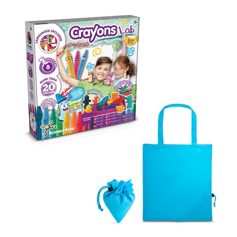 CRAYON FACTORY KIT II. Vzdělávací hra dodáváno se skládací dárkovou taškou 190T, světle modrá