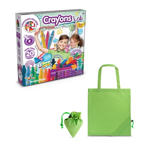 CRAYON FACTORY KIT II. Vzdělávací hra dodáváno se skládací dárkovou taškou 190T, světle zelená