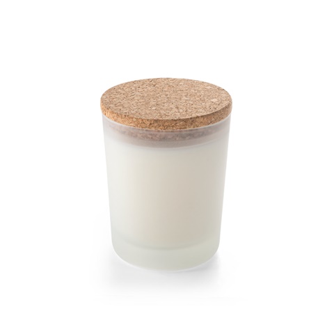 DUVAL. Aromatická svíčka ve skleněném kalíšku s korkovým víčkem 180 g, bílá