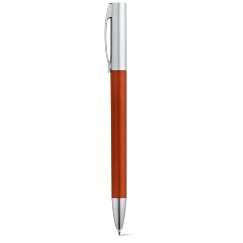 ELBE. Kuličkové pero s otočným mechanismem, kovový klip, tmavě oranžová