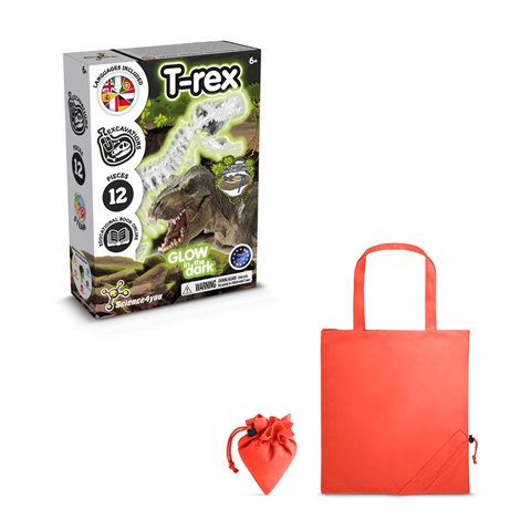 FOSSIL EXCAVATION KIT V. Vzdělávací hra dodáváno se skládací dárkovou taškou 190T, červená