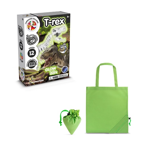 FOSSIL EXCAVATION KIT V. Vzdělávací hra dodáváno se skládací dárkovou taškou 190T, světle zelená