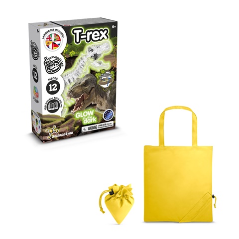 FOSSIL EXCAVATION KIT V. Vzdělávací hra dodáváno se skládací dárkovou taškou 190T, žlutá