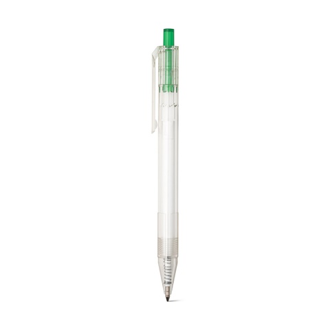 HARLAN. kuličkové pero rPET s barevným tlačítkem, zelená