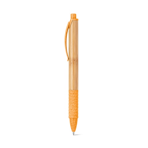KUMA. Bambusové kuličkové pero s protiskluzovým klipem, oranžová