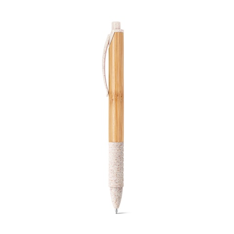 KUMA. Bambusové kuličkové pero s protiskluzovým klipem, světlá přírodní