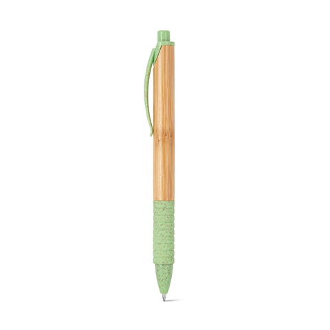 KUMA. Bambusové kuličkové pero s protiskluzovým klipem, světle zelená