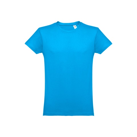 LUANDA. Pánské tričko tubulárního bavlněného formátu, modrá aqua, L
