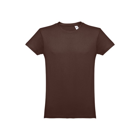 LUANDA. Pánské tričko tubulárního bavlněného formátu, tmavě hnědá, L