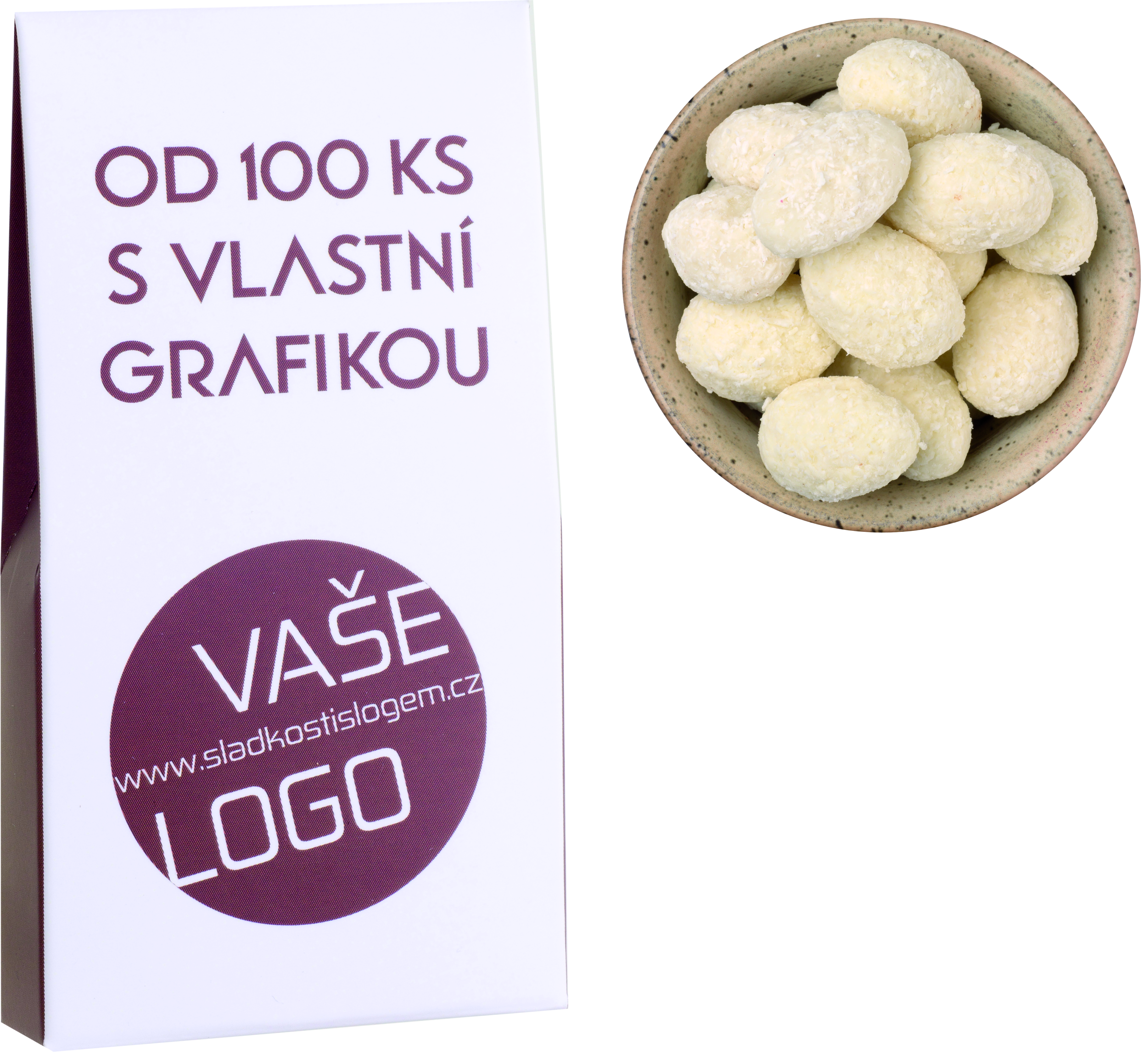 Mandle v bílé čokoládě a kokosu 40g (papírová taštička), 