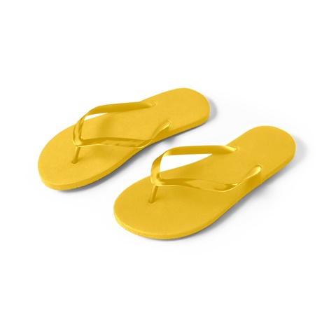 MAUPITI S / M. Pohodlné pantofle s PE podrážkou a PVC páskem, žlutá