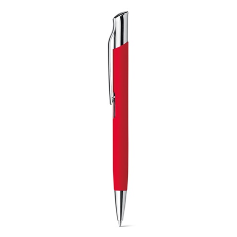 OLAF SOFT. Hliníkové kuličkové pero a gumovou povrchovou úpravou, červená