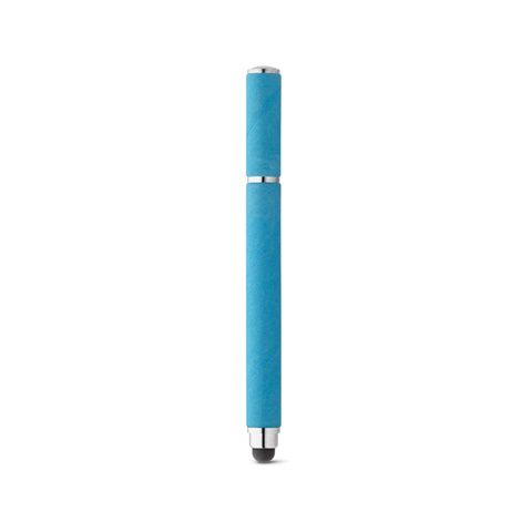 PAPYRUS. Kuličkové pero z kraftového papíru a ABS s dotykovým hrotem, světle modrá
