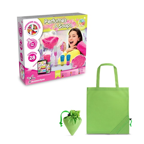 PERFUME & SOAP FACTORY KIT V. Vzdělávací hra dodáváno se skládací dárkovou taškou 190T, světle zelená