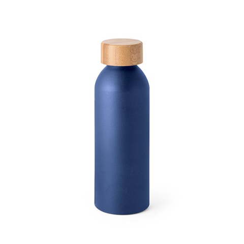 QUETA. Hliníková láhev s bambusovým víčkem 550 ml, námořnická modrá