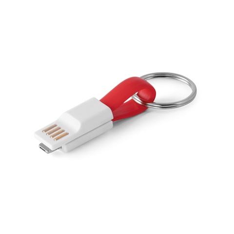 RIEMANN. USB kabel s konektorem 2 v 1 z ABS a PVC, červená