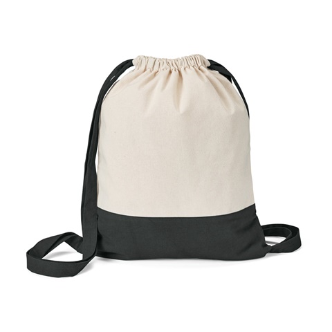 ROMFORD. 100% bavlněná stahovací taška (180 g/m²), černá