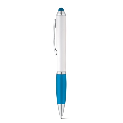SANS. Kuličkové pero s otočným mechanismem a kovovým klipem, světle modrá